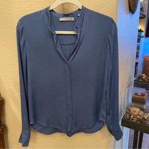 {VINCE} Women Blue Button Long Silk Sleeve Shirt Size 0